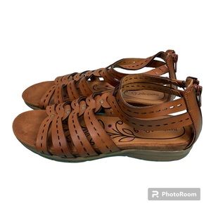 BARETRAPS Kaiser Brown Vegan Gladiator Sandals Size 8 Zip Back Boho